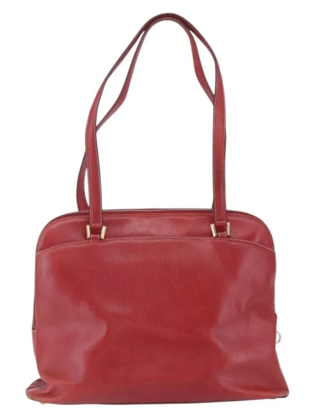 Salvatore Ferragamo Shoulder Bag Leather Red Gold Auth 162152
